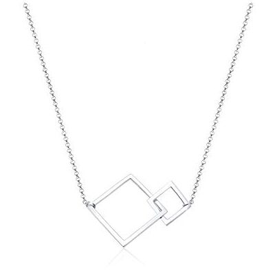 Elli Halskette Silber 925 Doppel Viereck Cut-Out Anhänger Kette Damen Schmuck Geschenke für Frauen Mädchen Mama Freundin, Geo Silberkette Länge 45 cm Elli Halskette Silber 925 Doppel Viereck Cut-Out Anhänger Kette Damen Schmuck Geschenke für Frauen Mädchen Mama Freundin, Geo Silberkette Länge 45 cm