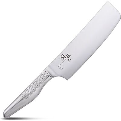 KAI Seki Magoroku Shoso Nakiri 16,5 cm Klingenlänge 5CR15MoV Edelstahl 56 (±1) HRC konvexer Anschliff 18-8 Edelstahl Griff mit Rautenmuster Gemüsemesser Made in Japan KAI Seki Magoroku Shoso Nakiri 16,5 cm Klingenlänge 5CR15MoV Edelstahl 56 (±1) HRC konvexer Anschliff 18-8 Edelstahl Griff mit Rautenmuster Gemüsemesser Made in Japan