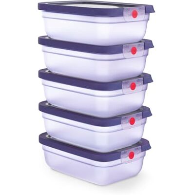 Emsa oneClick, Vorratsdose, One-Click-System, Lebensmittel 2x Länger Frisch, 100% Auslaufsicher, Made in Germany, VIOLETT, 5-teiliges Meal-Prep-Set 5× 1,20 L / 40,6 FL.OZ, N1231300 Emsa oneClick, Vorratsdose, One-Click-System, Lebensmittel 2x Länger Frisch, 100% Auslaufsicher, Made in Germany, VIOLETT, 5-teiliges Meal-Prep-Set 5× 1,20 L / 40,6 FL.OZ, N1231300
