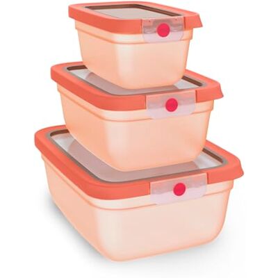 Emsa oneClick, Vorratsdose, One-Click-System, Lebensmittel 2x länger frisch, 100% auslaufsicher, Made in Germany, Orange, 3-teiliges Space Saving Plus Set, N1231500 Emsa oneClick, Vorratsdose, One-Click-System, Lebensmittel 2x länger frisch, 100% auslaufsicher, Made in Germany, Orange, 3-teiliges Space Saving Plus Set, N1231500