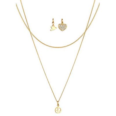 Elli Halskette Silber 925 24K Vergoldet Set Anhänger Taube Peace Symbol Herz Kette Damen Kristall Schmuck Geschenke für Frauen Mädchen Mama Freundin, Puzzlestück Silberkette Länge 45 cm Elli Halskette Silber 925 24K Vergoldet Set Anhänger Taube Peace Symbol Herz Kette Damen Kristall Schmuck Geschenke für Frauen Mädchen Mama Freundin, Puzzlestück Silberkette Länge 45 cm