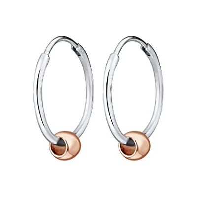 Elli Ohrringe Damen Creole Kugel Geo Basic Bi-Color in 925 Sterling Silber Elli Ohrringe Damen Creole Kugel Geo Basic Bi-Color in 925 Sterling Silber