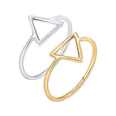 Elli Ring Damen Set Dreieck Geo Bi-Color in 925 Sterling Silber Elli Ring Damen Set Dreieck Geo Bi-Color in 925 Sterling Silber