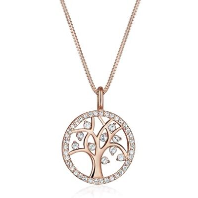 Elli Halskette Silber 925 Rosé 18K Vergoldet Lebensbaum Anhänger Kette Damen Kristall Schmuck Geschenke für Frauen Mädchen Mama Freundin, Silberkette Länge 45 cm Elli Halskette Silber 925 Rosé 18K Vergoldet Lebensbaum Anhänger Kette Damen Kristall Schmuck Geschenke für Frauen Mädchen Mama Freundin, Silberkette Länge 45 cm