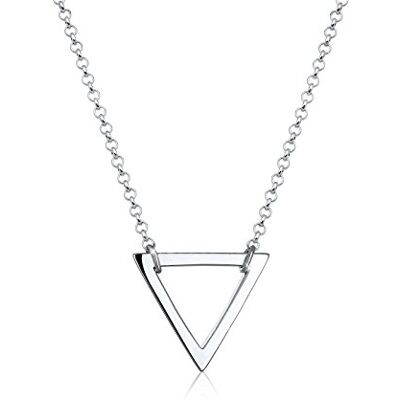 Elli Halskette Silber 925 Dreieck Cut-Out Anhänger Kette Damen Schmuck Geschenke für Frauen Mädchen Mama Freundin, Geo Silberkette Länge 45 cm Elli Halskette Silber 925 Dreieck Cut-Out Anhänger Kette Damen Schmuck Geschenke für Frauen Mädchen Mama Freundin, Geo Silberkette Länge 45 cm