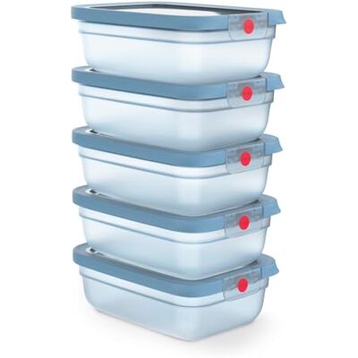 Emsa oneClick, Vorratsdose, One-Click System, Hält Lebensmittel 2x Länger Frisch, 100% Auslaufsicher, Made in Germany, Blue, 5-teiliges Meal-Prep Set 5× 1,2 L / 40,6 fl.oz, N1231200 Emsa oneClick, Vorratsdose, One-Click System, Hält Lebensmittel 2x Länger Frisch, 100% Auslaufsicher, Made in Germany, Blue, 5-teiliges Meal-Prep Set 5× 1,2 L / 40,6 fl.oz, N1231200