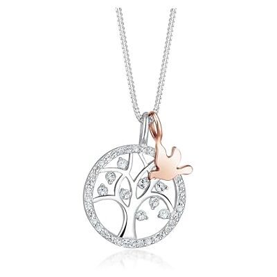 Elli PREMIUM Halskette Damen Lebensbaum im Bi-Color Trend mit Kristallen in 925 Sterling Silber Elli PREMIUM Halskette Damen Lebensbaum im Bi-Color Trend mit Kristallen in 925 Sterling Silber