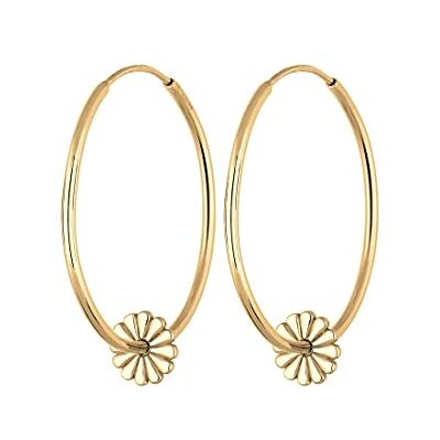 Elli Ohrringe Damen Creolen Blume Daisy 925 Sterling Silber vergoldet Elli Ohrringe Damen Creolen Blume Daisy 925 Sterling Silber vergoldet
