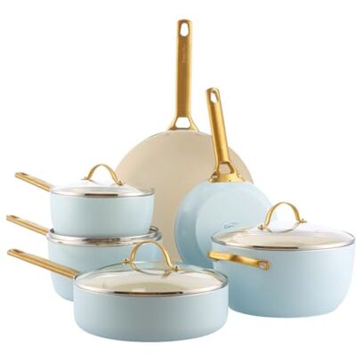 GreenPan Reserve Harteloxiertes Gesundes Keramische Antihaft-Kochgeschirr Set,10 Teile,Inklusive Bratpfannen Sautierpfanne und Kochtopf,Goldgriff,PFAS-frei,Induktion,Backofenfest,Light Blue GreenPan Reserve Harteloxiertes Gesundes Keramische Antihaft-Kochgeschirr Set,10 Teile,Inklusive Bratpfannen Sautierpfanne und Kochtopf,Goldgriff,PFAS-frei,Induktion,Backofenfest,Light Blue