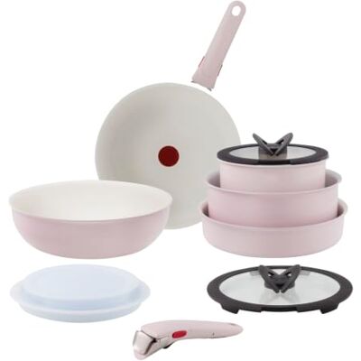 Tefal Ingenio Serenity Kochgeschirr-Set, Rosa, 11-teilig Pfannen und Töpfe für Induktion stapelbar Mineralia Beschichtung Patentierter abnehmbarer Griff Platzsparend Tefal Ingenio Serenity Kochgeschirr-Set, Rosa, 11-teilig Pfannen und Töpfe für Induktion stapelbar Mineralia Beschichtung Patentierter abnehmbarer Griff Platzsparend