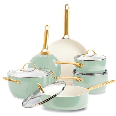GreenPan Reserve Kochgeschirr-Set 10-tlg., Pastellgrün Keramik-Antihaft, gleichmäßige Wärme, für Induktion GreenPan Reserve Kochgeschirr-Set 10-tlg., Pastellgrün Keramik-Antihaft, gleichmäßige Wärme, für Induktion