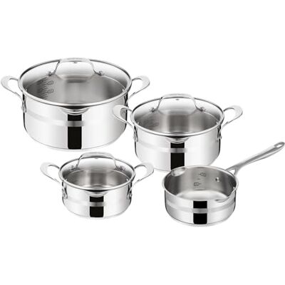 Tefal Jamie Oliver Cook Smart Kochgeschirr-Set, 7-teilig, Edelstahl Induktionskochgeschirr aus Edelstahl, mit Abtropfdeckel und Skala für präzises Kochen Tefal Jamie Oliver Cook Smart Kochgeschirr-Set, 7-teilig, Edelstahl Induktionskochgeschirr aus Edelstahl, mit Abtropfdeckel und Skala für präzises Kochen