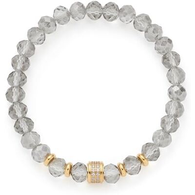 JEWELS BY LEONARDO Armband Berna • elastische Armkette aus goldfarbenem Edelstahl • graue Glasperlen mit goldenem Element mit Zirkoniasteinchen • 19 cm Länge • Schmuck Geschenk für Frauen • 024875 JEWELS BY LEONARDO Armband Berna • elastische Armkette aus goldfarbenem Edelstahl • graue Glasperlen mit goldenem Element mit Zirkoniasteinchen • 19 cm Länge • Schmuck Geschenk für Frauen • 024875