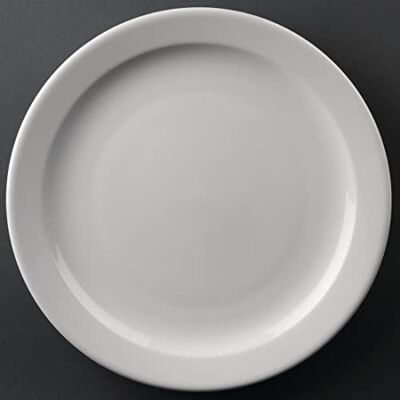 Olympia Athena Teller mit schmalem Rand, 254 mm (12 Stück), weißes Porzellan, Speiseteller-Set, Restaurantgeschirr, Essgeschirr – mikrowellengeeignet, CF364 Olympia Athena Teller mit schmalem Rand, 254 mm (12 Stück), weißes Porzellan, Speiseteller-Set, Restaurantgeschirr, Essgeschirr – mikrowellengeeignet, CF364
