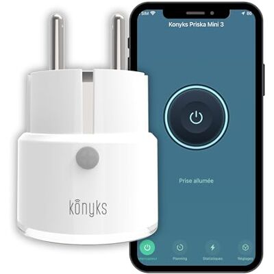Konyks Priska Mini 3 FR WiFi + BT Erweiterte Funktionen V3, 10 A, Verbrauchszähler, kompatibel mit Alexa und Google Home & Tuya, Weiß/Transparent Konyks Priska Mini 3 FR WiFi + BT Erweiterte Funktionen V3, 10 A, Verbrauchszähler, kompatibel mit Alexa und Google Home & Tuya, Weiß/Transparent