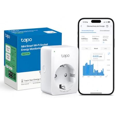 Tapo TP-Link Smart WLAN Steckdose P110 mit Energieverbrauchskontrolle, Smart Home Alexa, funktioniert mit, Google Home, Sprachsteuerung, Fernzugriff, Kein Hub notwendig, Mini Tapo TP-Link Smart WLAN Steckdose P110 mit Energieverbrauchskontrolle, Smart Home Alexa, funktioniert mit, Google Home, Sprachsteuerung, Fernzugriff, Kein Hub notwendig, Mini
