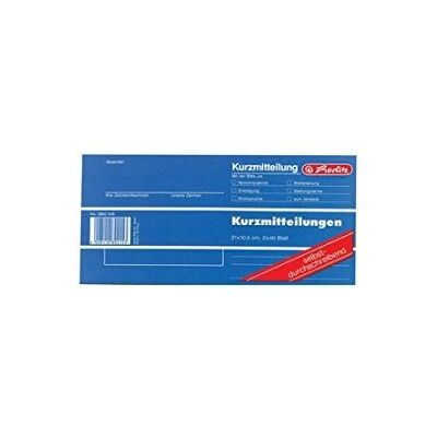 Herlitz Kurzmitteilung, 210 x 105 mm, 50 Blatt Herlitz Kurzmitteilung, 210 x 105 mm, 50 Blatt