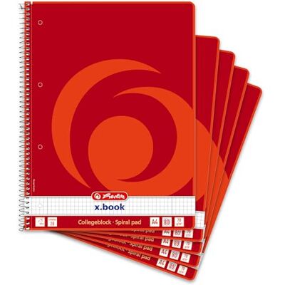 Herlitz Collegeblock A4 kariert, Lineatur 28, 80 Blatt, 5 Stück Herlitz Collegeblock A4 kariert, Lineatur 28, 80 Blatt, 5 Stück
