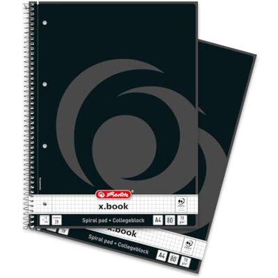 Herlitz Collegeblock Schwarz A4 kariert, Lineatur 28, 80 Blatt, 2er Pack Herlitz Collegeblock Schwarz A4 kariert, Lineatur 28, 80 Blatt, 2er Pack