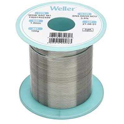 Weller WSW SAC M1 (T0051402499) Bleifreier Lötdraht, Ø 1,0 mm, Legierung Sn96.5Ag3Cu0.5, Flussmittelgehalt 3,5%, 100 g Weller WSW SAC M1 (T0051402499) Bleifreier Lötdraht, Ø 1,0 mm, Legierung Sn96.5Ag3Cu0.5, Flussmittelgehalt 3,5%, 100 g