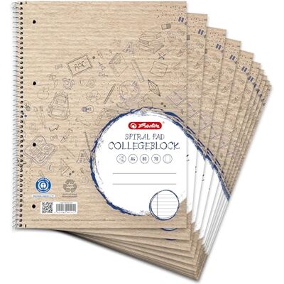 Herlitz Collegeblock A4 Recycling, liniert, Rand innen, 80 Blatt, gelocht, 10 Stück Herlitz Collegeblock A4 Recycling, liniert, Rand innen, 80 Blatt, gelocht, 10 Stück