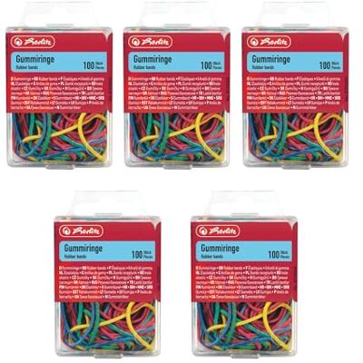 Herlitz 8770000 Gummiringe 20-70 mm Durchmesser, 100 Stück farbig sortiert in Hängebox, 5 Boxen Herlitz 8770000 Gummiringe 20-70 mm Durchmesser, 100 Stück farbig sortiert in Hängebox, 5 Boxen