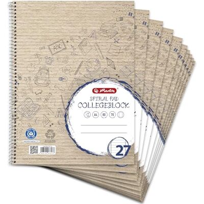 Herlitz Collegeblock Recycling A4, liniert, Rand beidseitig, 80 Blatt, 10 Stück Herlitz Collegeblock Recycling A4, liniert, Rand beidseitig, 80 Blatt, 10 Stück