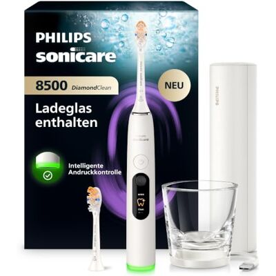 Philips Sonicare Next-Generation DiamondClean 8500 elektrische Zahnbürste – mit intelligenter Andruckkontrolle und 18 Einstellungen, Pulverweiß, HX8514/11 Philips Sonicare Next-Generation DiamondClean 8500 elektrische Zahnbürste – mit intelligenter Andruckkontrolle und 18 Einstellungen, Pulverweiß, HX8514/11