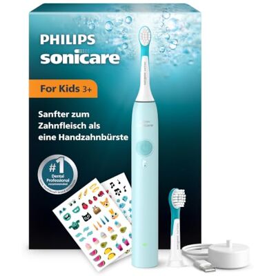 Philips Sonicare for Kids elektrische Kinderzahnbürste Schallzahnbürste für Kinder ab 3 Jahren, 2 sanfte Putzprogramme, 2-Minuten-Timer, 2 Mini Bürstenköpfe, Blaugrün, Modell HX6500/23 Philips Sonicare for Kids elektrische Kinderzahnbürste Schallzahnbürste für Kinder ab 3 Jahren, 2 sanfte Putzprogramme, 2-Minuten-Timer, 2 Mini Bürstenköpfe, Blaugrün, Modell HX6500/23