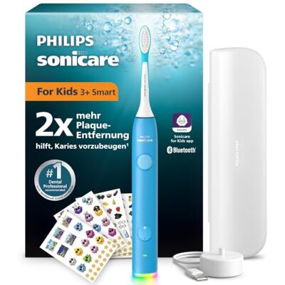 Philips Sonicare for Kids Smart elektrische Zahnbürste – Schallzahnbürste mit App, für Kinder 3+, 2 sanfte Putzprogramme, 2-Minuten-Timer, 2 Bürstenköpfe (Standard + Mini), Blau, Modell HX6600/52 Philips Sonicare for Kids Smart elektrische Zahnbürste – Schallzahnbürste mit App, für Kinder 3+, 2 sanfte Putzprogramme, 2-Minuten-Timer, 2 Bürstenköpfe (Standard + Mini), Blau, Modell HX6600/52