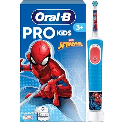 Oral-B Pro Kids 3+ Spiderman Elektrische Zahnbürste Kinder, Blau/Rot Inkl. 1 Aufsteckbürste, Kinderzahnbürste Elektrisch ab 3 Jahren, 2 Putzmodi für Zahnpflege Oral-B Pro Kids 3+ Spiderman Elektrische Zahnbürste Kinder, Blau/Rot Inkl. 1 Aufsteckbürste, Kinderzahnbürste Elektrisch ab 3 Jahren, 2 Putzmodi für Zahnpflege