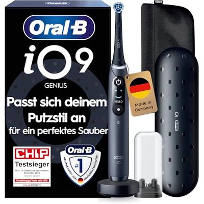 Oral-B iO Series 9 Elektrische Zahnbürste — Electric Toothbrush, Inkl. 1 Aufsteckbürste — 7 Modi für Zahnpflege, CHIP Testsieger (11/25), Designed by Braun, Schwarz Oral-B iO Series 9 Elektrische Zahnbürste — Electric Toothbrush, Inkl. 1 Aufsteckbürste — 7 Modi für Zahnpflege, CHIP Testsieger (11/25), Designed by Braun, Schwarz