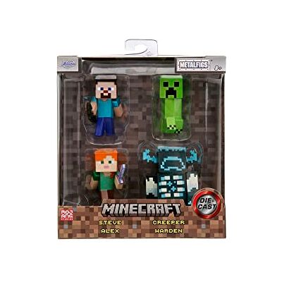 Jada Toys Minecraft Figuren-Set 4 STÜck (je 6 cm) Metallfiguren Steve Alex Creeper Warden aus Caves & Cliffs für Sammler ab 8 Jahren 253262001 Jada Toys Minecraft Figuren-Set 4 STÜck (je 6 cm) Metallfiguren Steve Alex Creeper Warden aus Caves & Cliffs für Sammler ab 8 Jahren 253262001