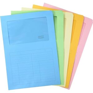 Blasetti Dokumentenmappen mit Fenster SINTEX MIX 5 FARBEN Dokumentenordner für Büro, Format A4, Farbe Türkis, Packung mit 20 Stück, 120 g/m² Papier, Auf zwei Seiten offen. Blasetti Dokumentenmappen mit Fenster SINTEX MIX 5 FARBEN Dokumentenordner für Büro, Format A4, Farbe Türkis, Packung mit 20 Stück, 120 g/m² Papier, Auf zwei Seiten offen.