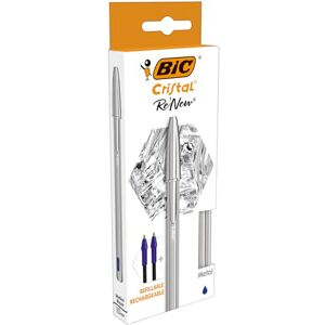 BIC CRISTAL RE NEW Refillable Rechargeable 1MM Matte Metal Barrel BIC CRISTAL RE NEW Refillable Rechargeable 1MM Matte Metal Barrel