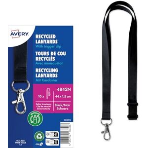 Avery 4842N Lanyard 10 Stück (44x1,5cm, Kartenhalter mit Karabinerhaken, Sicherheitsverschluss, Schlüsselband für Ausweishülle, Kartenhülle, Namenschilder, Umhängeband, Nackenband) schwarz Avery 4842N Lanyard 10 Stück (44x1,5cm, Kartenhalter mit Karabinerhaken, Sicherheitsverschluss, Schlüsselband für Ausweishülle, Kartenhülle, Namenschilder, Umhängeband, Nackenband) schwarz