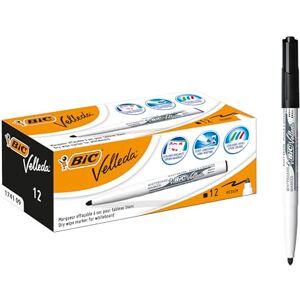 BIC 1741 Whiteboard Marker Velleda (Rundspitze, Strichstärke 1,4 mm) Schachtel à 12 Stück, schwarz BIC 1741 Whiteboard Marker Velleda (Rundspitze, Strichstärke 1,4 mm) Schachtel à 12 Stück, schwarz