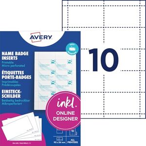 Avery L4727-20 Namensschild-Einsteckschilder 54 x 90 mm Avery L4727-20 Namensschild-Einsteckschilder 54 x 90 mm