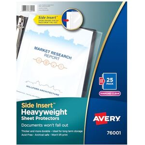 Avery 76001 Secure Side-Load Sheet Protectors, Heavy Gauge, Letter, Diamond Clear (Pack of 25) Avery 76001 Secure Side-Load Sheet Protectors, Heavy Gauge, Letter, Diamond Clear (Pack of 25)