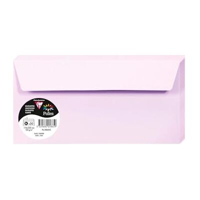 Clairefontaine 5865C Packung mit 20 Umschläge Pollen, Format DL, 110 x 220 mm, 120g, ideal für Einladungen und Korrespondenz, Flieder, 1 Pack Clairefontaine 5865C Packung mit 20 Umschläge Pollen, Format DL, 110 x 220 mm, 120g, ideal für Einladungen und Korrespondenz, Flieder, 1 Pack