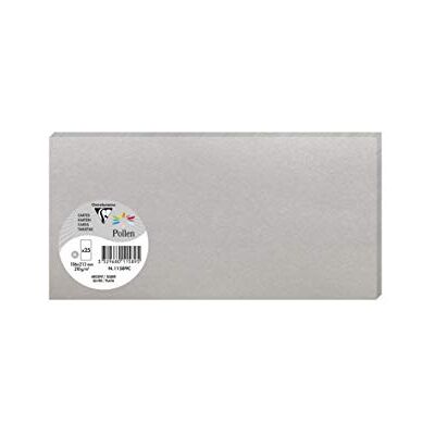 Clairefontaine 11589C Packung mit 25 Karten Pollen in Format DL, 210g 106 x 213mm, Silber Clairefontaine 11589C Packung mit 25 Karten Pollen in Format DL, 210g 106 x 213mm, Silber