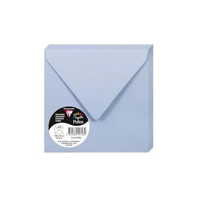 Clairefontaine 55728C Packung mit 20 Umschläge Pollen, 140 x 140 mm, gefüttert, 120g, ideal für Einladungen und Korrespondenz, Lavendelblau, 1 Pack Clairefontaine 55728C Packung mit 20 Umschläge Pollen, 140 x 140 mm, gefüttert, 120g, ideal für Einladungen und Korrespondenz, Lavendelblau, 1 Pack