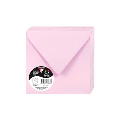 Clairefontaine 5538C Packung mit 20 Umschlägen Pollen 14x14 cm, 120g, gefüttert, ideal für Einladungen und Korrespondenz, Premium glattes Papier, Zartrosa, 1 Pack Clairefontaine 5538C Packung mit 20 Umschlägen Pollen 14x14 cm, 120g, gefüttert, ideal für Einladungen und Korrespondenz, Premium glattes Papier, Zartrosa, 1 Pack