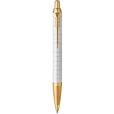 Parker IM Kugelschreiber Perlfarbene Premium-Lackierung mit goldenen Zierteilen Mittlere Schreibspitze mit blauer Nachfüllmine Geschenkbox Parker IM Kugelschreiber Perlfarbene Premium-Lackierung mit goldenen Zierteilen Mittlere Schreibspitze mit blauer Nachfüllmine Geschenkbox