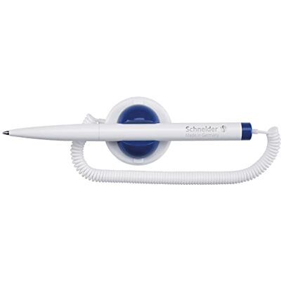 Schneider Klick-Fix Kugelschreiber mit Teleschnur (Schreibfarbe: blau, Strichstärke M), weiß, 10 Stück Schneider Klick-Fix Kugelschreiber mit Teleschnur (Schreibfarbe: blau, Strichstärke M), weiß, 10 Stück