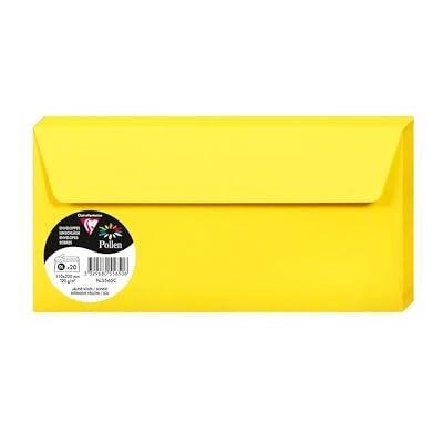 Clairefontaine 5565C Packung mit 20 Umschläge Pollen, Format DL, 110 x 220 mm, 120g, ideal für Einladungen und Korrespondenz, Sonnengelb, 1 Pack Clairefontaine 5565C Packung mit 20 Umschläge Pollen, Format DL, 110 x 220 mm, 120g, ideal für Einladungen und Korrespondenz, Sonnengelb, 1 Pack