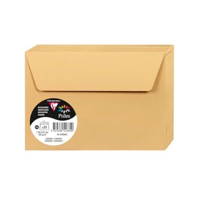 Clairefontaine 5486C Packung mit 20 Umschläge Pollen, Format C6, 114 x 162mm, 120g, ideal für Einladungen und Korrespondenz, Karamel, 1 Pack Clairefontaine 5486C Packung mit 20 Umschläge Pollen, Format C6, 114 x 162mm, 120g, ideal für Einladungen und Korrespondenz, Karamel, 1 Pack