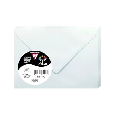 Clairefontaine 5460C Packung mit 20 Umschläge Pollen, 7,5x10cm, 120g, Blau, ideal für Ihre Einladungen und Korrespondenz, 1 Pack Clairefontaine 5460C Packung mit 20 Umschläge Pollen, 7,5x10cm, 120g, Blau, ideal für Ihre Einladungen und Korrespondenz, 1 Pack