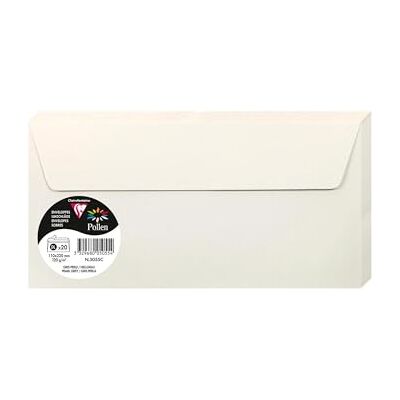 Clairefontaine 5055C Packung mit 20 Umschläge Pollen, Format DL, 110 x 220 mm, 120g, ideal für Ihre Einladungen und Korrespondenz, Hellgrau, 1 Pack Clairefontaine 5055C Packung mit 20 Umschläge Pollen, Format DL, 110 x 220 mm, 120g, ideal für Ihre Einladungen und Korrespondenz, Hellgrau, 1 Pack