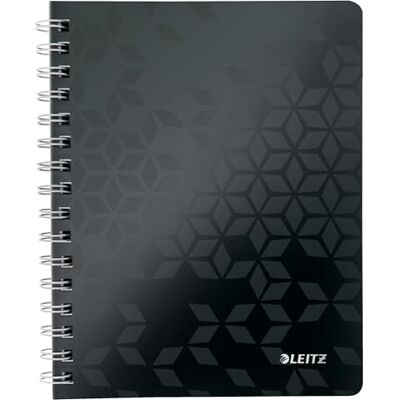 Leitz WOW Collegeblock A5 kariert, 160 Seiten, 80 Blatt FSC-zertifiziertes Papier 80 g/m², Doppelspiralbindung, PP-Einband, Notizbuch mit Sichthülle und Lineal, Für Büro oder Schule, Schwarz, 46410095 Leitz WOW Collegeblock A5 kariert, 160 Seiten, 80 Blatt FSC-zertifiziertes Papier 80 g/m², Doppelspiralbindung, PP-Einband, Notizbuch mit Sichthülle und Lineal, Für Büro oder Schule, Schwarz, 46410095